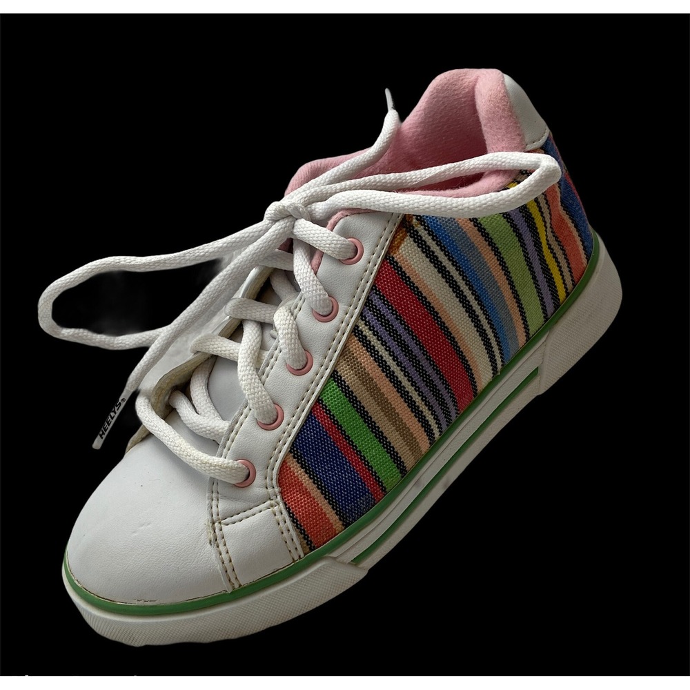 Heelys Flirt Skate Shoes Unisex Youth Size 4 White Multicolor Striped Style 7336